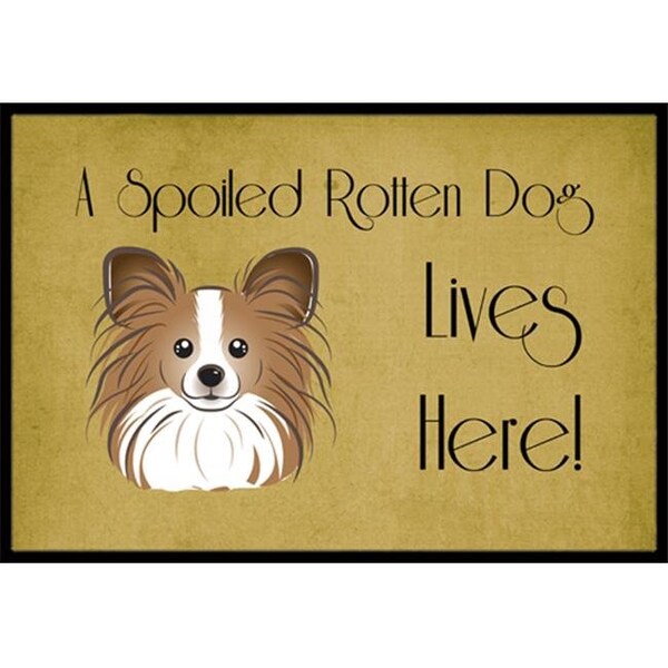 Carolines Treasures BB1496MAT Papillon Spoiled Dog Lives Here Indoor & Outdoor Mat; 18 x 27 in. BB1496MAT - main
